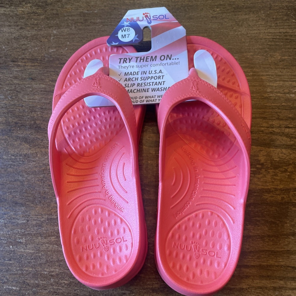 NuuSol Cascade Coral Sunrise W 8 M 7 Flip Flops New Made In The USA